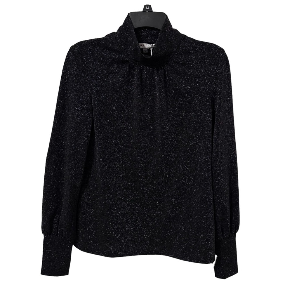 Trina Turk Women’s Size Small Mischel Mock-Neck Glinted Top Black NWT
